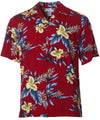 Red Hawaiian Aloha Shirt Okalani Red Two Palms