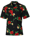 Red Hibiscus Men Hawaiian Shirt Black Royal Creations