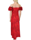 Red Long Ruffle Muumuu Dress Monstera Ceres