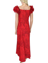 Red Long Ruffle Muumuu Dress Monstera Ceres