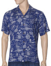 Resort Aloha Shirt Journey to Hawaii Ocean Blue Two Palms