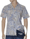 Reverse Fabric Tapa Honu Aloha Shirt Blue RJC