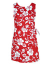 Women Short Sarong Dress Hibiscus Kaneoke Red RJC