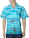 Sharks World Bottom Border Hawaiian Shirt Aqua KY