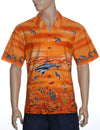 Sharks World Bottom Border Hawaiian Shirt Orange KY