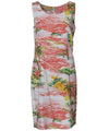 Sheath Short Hawaiian Dress Ocean Coral Two Palms