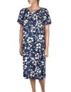 Short Hawaii Muumuu Pull Over Classic Hibiscus Pareo Navy Hilo Hattie