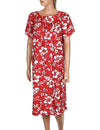 Short Hawaii Muumuu Pull Over Classic Hibiscus Pareo Red Hilo Hattie