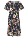 Kahua Plumeria Short Hawaiian Muumuu Dress Navy KY