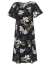 Orchids Makani Short Muumuu Hawaiian Dress Black KY