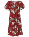 Orchids Makani Short Muumuu Hawaiian Dress Red KY