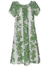 Pull Over Muumuu Dress Flower Lei Hibiscus Green