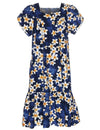 Short Muumuu Dress Island Plumeria Blue Royal Creations