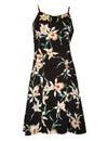 Star Orchids Spaghetti Strap Hawaiian Dress in Black Black Paradise Found