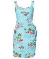 Short Sarong Dress Elastic Back Flamingo Aqua Paradise Found