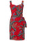 Short Sarong Dress Elastic Back Jungle Bird Red Paradise Found