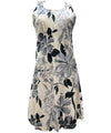 Sleeveless Dress Midi Watercolors Hibiscus Gray Paradise Found