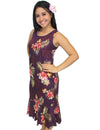 Sleeveless Midi Purple Dress Fern Hibiscus