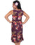 Sleeveless Midi Purple Dress Fern Hibiscus Purple