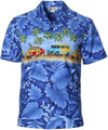 SoCal Woody Show Aloha Shirt Ocean Blue