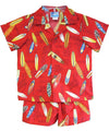 Surfboard Town Toddler Boy's Clothes Set Red RJC