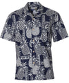 Tapa Pineapples Hawaiian Shirt Waimea Casuals Navy Paradise Found