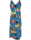 Empire Waist Tea Length Hawaiian Dress Lihue Hibiscus Blue RJC