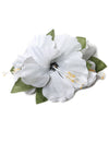 Three Silk White Hibiscus Flower Cluster Hair Clip White