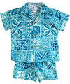 Toddler Boy's Clothes Set Tribal Tapa Plumeria Aqua RJC