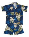 Toddler Boys Hawaiian Shirt Set Orchids Makani Navy KY