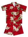 Toddler Boys Hawaiian Shirt Set Orchids Makani Red KY