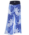 Tribal Plumeria Palazzo Pants Wide-Leg Blue Mae Young Designs