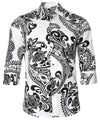 Tribal Polynesian 3/4 Sleeves Hawaiian White Shirt | White