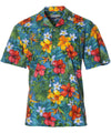 Tropical Garden Waimea Casuals Aloha Shirt Teal Paradise Found