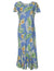 Tuberose Maxi Hawaiian Dress Cap Sleeves Ocean Blue Two Palms