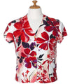 V-Neck Women's Hawaiian Shirt Watercolors Hibiscus Red