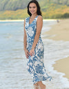 V-Neck Sleeveless Tea Length Dress Makena Ocean Blue RJC