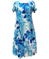 Watercolor Hibiscus Dress with Cap Sleeves Blue Paradise Found