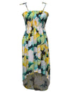 Watercolor Makawao Forest High Low Smock Midi Dress Yellow Fits XS to XL (2-16) KY