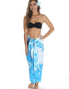 White and Blue Plumeria Flower Sarong Pareo Cover Up