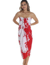 White and Red Hibiscus Flower Sarong Pareo Cover Up