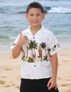 White Classic Surfing Boards Boy's Aloha Shirt White Pacific Legends