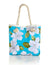 White Hibiscus Aqua Tote Handbag Floral Tropical Flirt Aqua