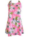 White Tiare A-Line Short Hawaiian Dress Back Cutout with Tie Pink RJC