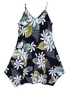 White Tiare Girl's Flower Dress with Scarf Hem | Black