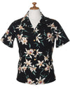 Star Orchid Hawaiian Camp Blouse Black Paradise Found