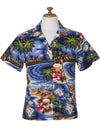 Hawaii Polynesian Camp Shirt for Women Navy RJC