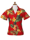 Women Camp Hawaiian Shirt Puunene Red