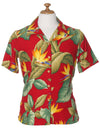 Camp Blouse for Women Airbrush Birds of Paradise Red Paradise Found