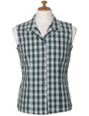 Women Sleeveless Blouse Palaka Top Green Green